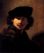 Rembrandt Peale Self portrait with Velvet Beret and Furred Mantel oil painting